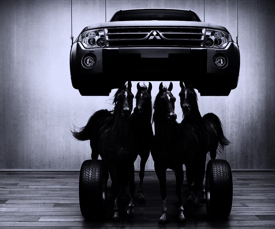 Лошадинные силы - принт Митсубиси обои