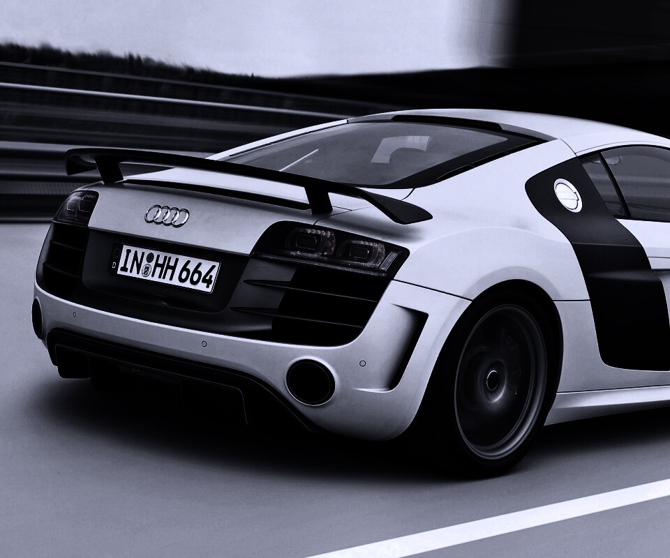 Audi R8 на скоростной трассе обои