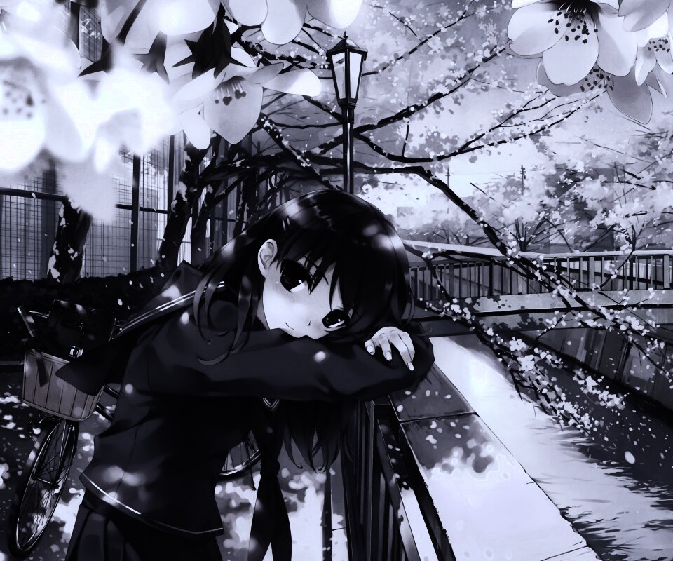 Девушка среди лепестков сакуры обои