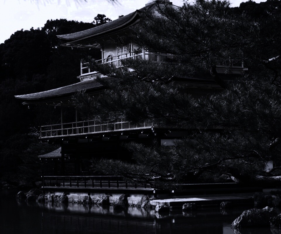 Пагода на берегу озера обои