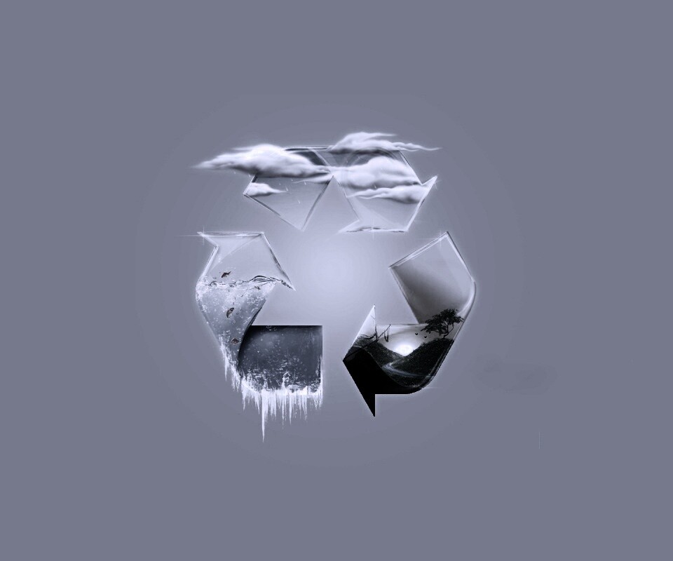 Круговорот воды в природе в значке переработки обои