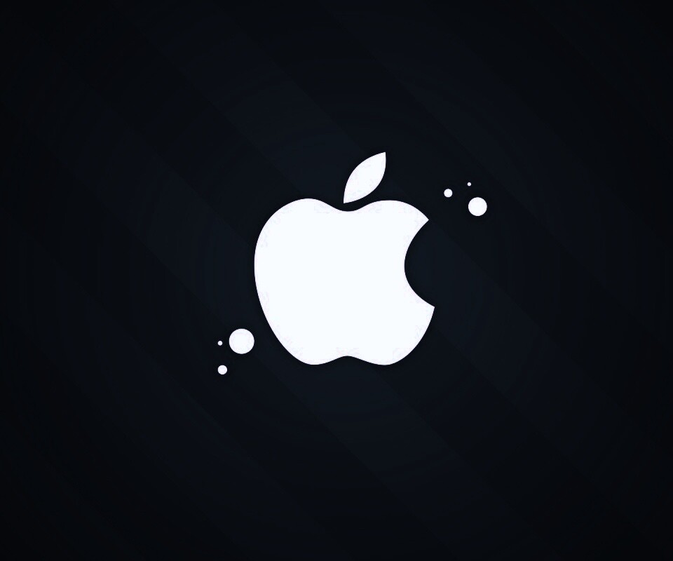 Логотип Apple на фоне голубых полос обои