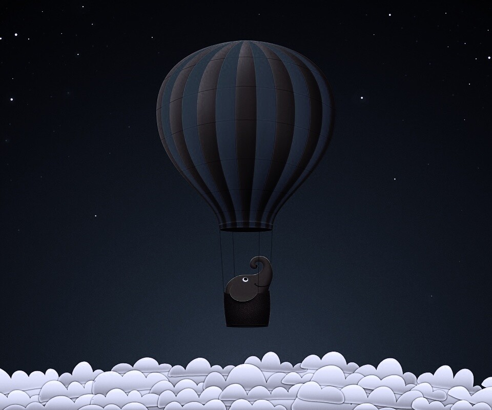 Слон на воздушном шаре обои