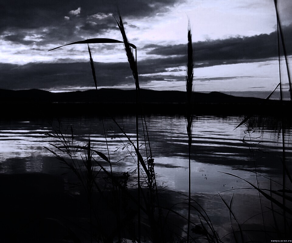 Закат на озере обои