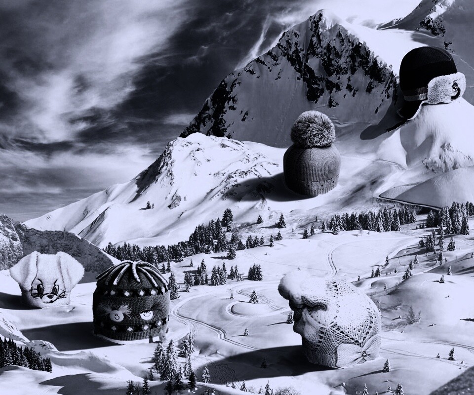 Прикольные шапки на горных вершинах обои