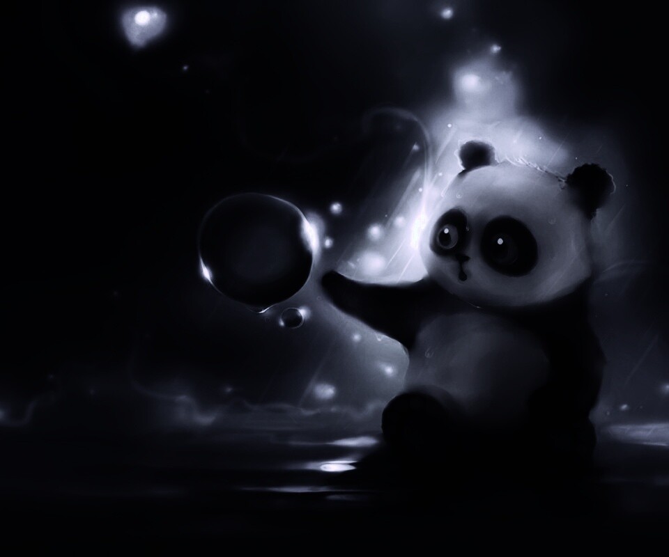 Панда и пузырек обои