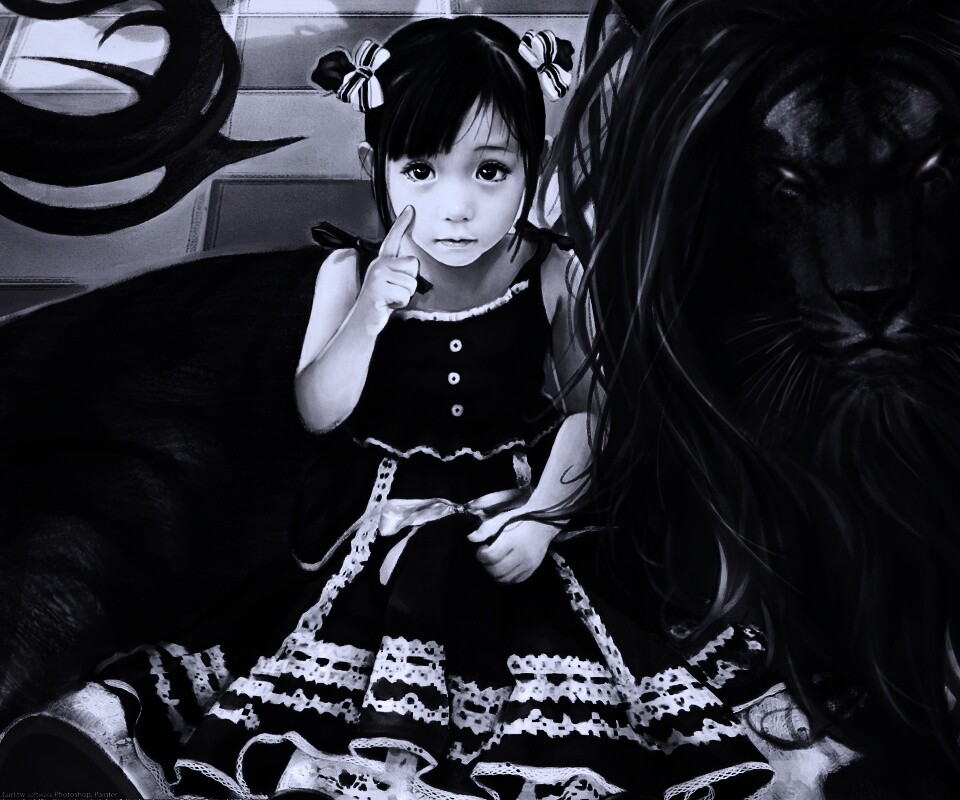 Тёмный лев обои