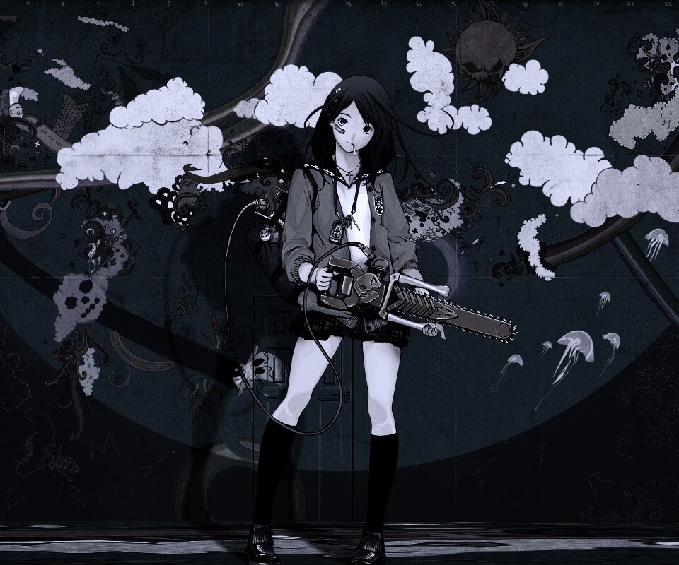 Девушка с бензопилой обои