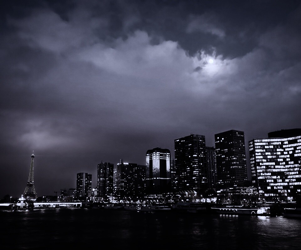 Вид на ночной Париж обои