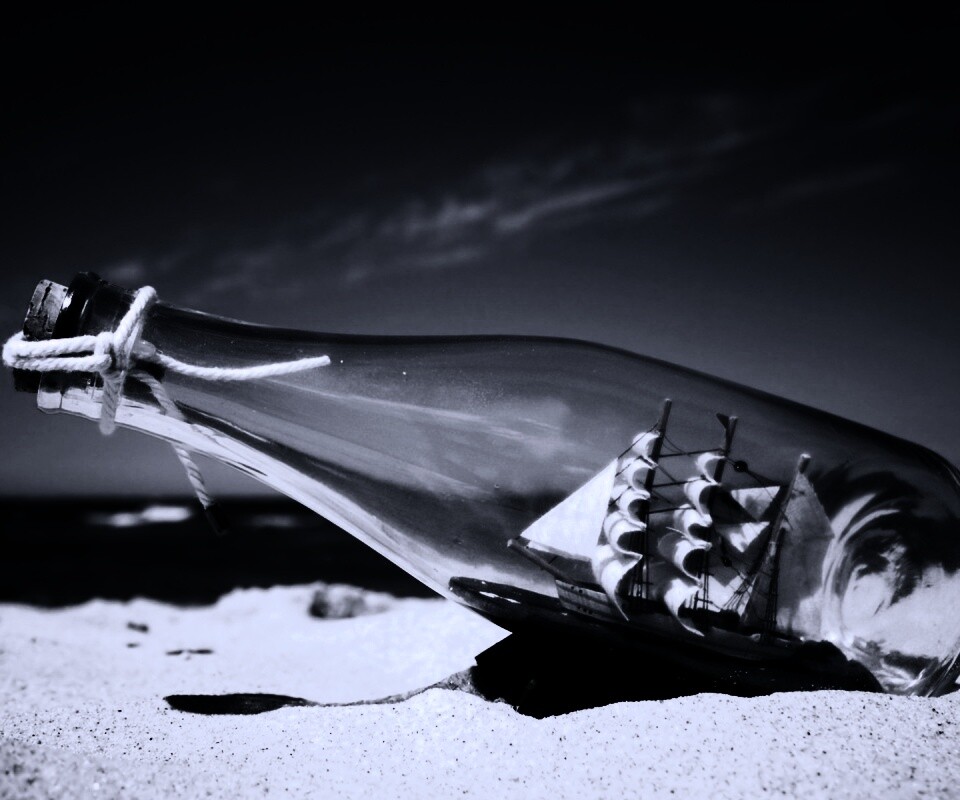 Парусник в бутылке обои