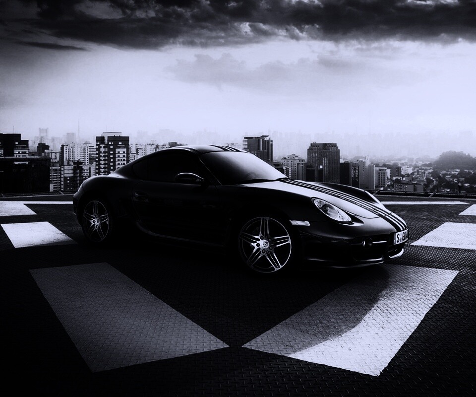 Порш на вертолетной площадке обои