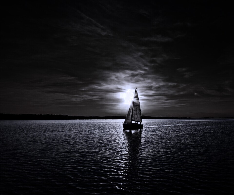 Яхта на закате обои