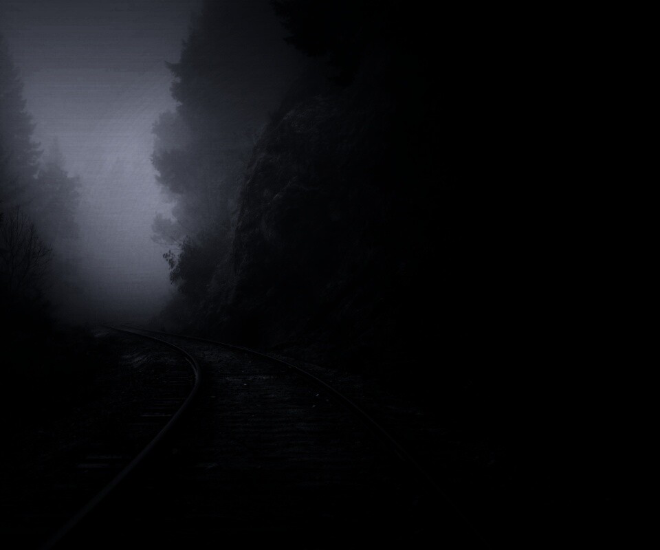 Рельсы уходя в туман обои