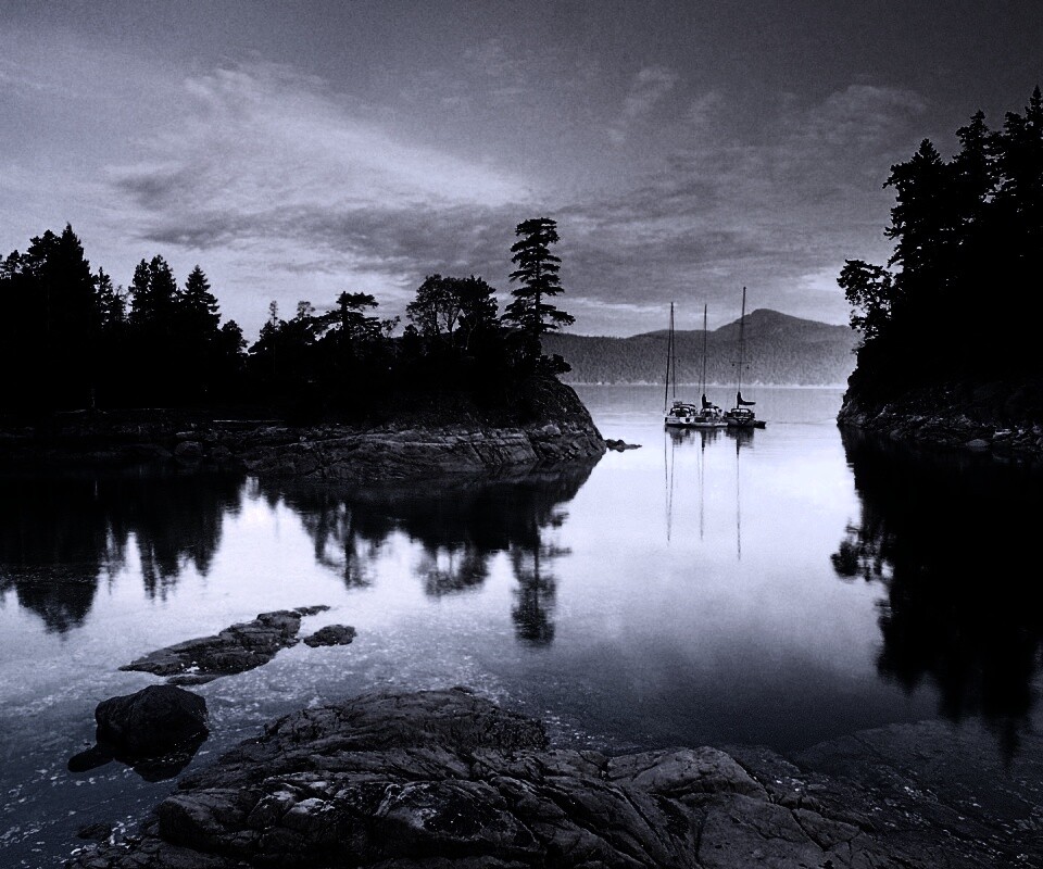 Яхты в заливе обои