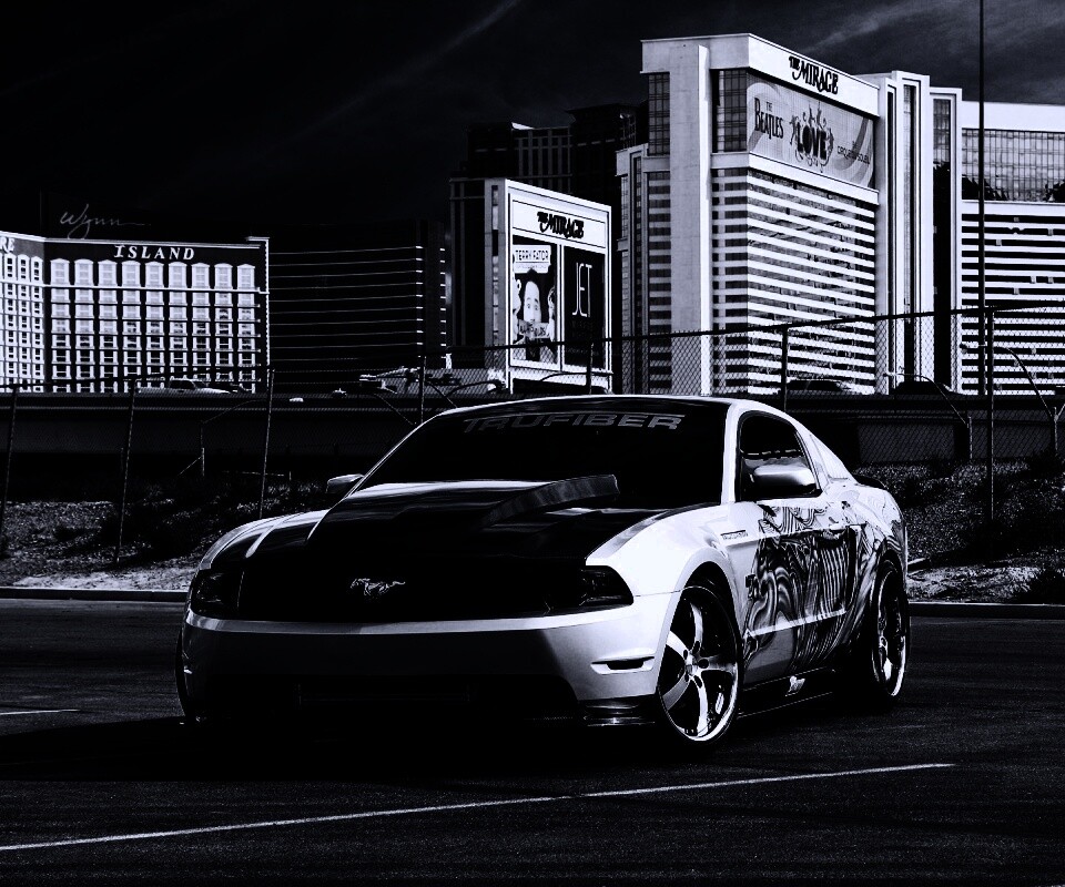 Мустанг на парковке обои