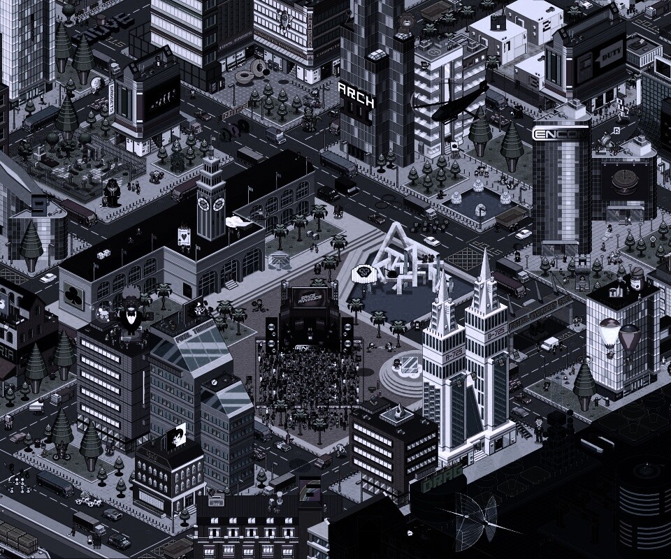 Пиксельный город обои