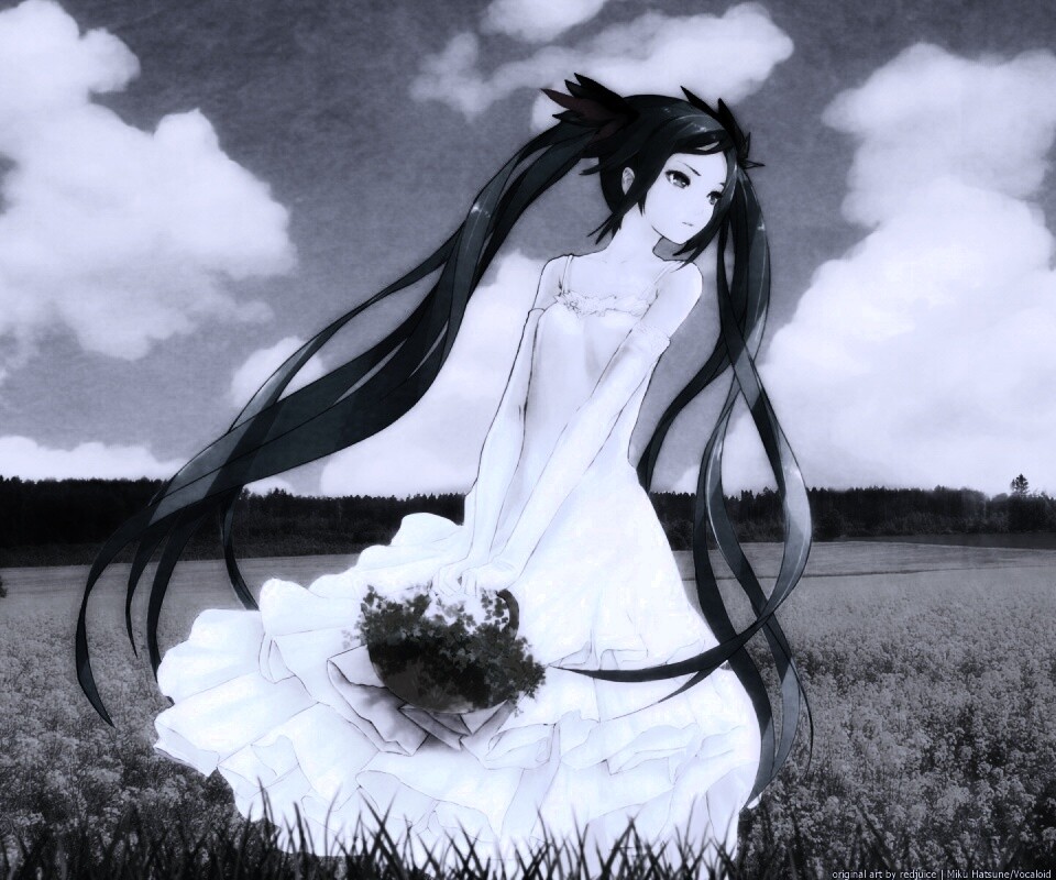 Хатсуне в поле обои