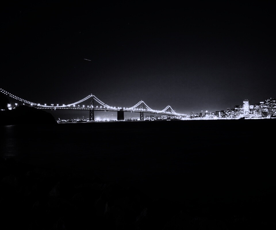 Вид на ночной мост обои