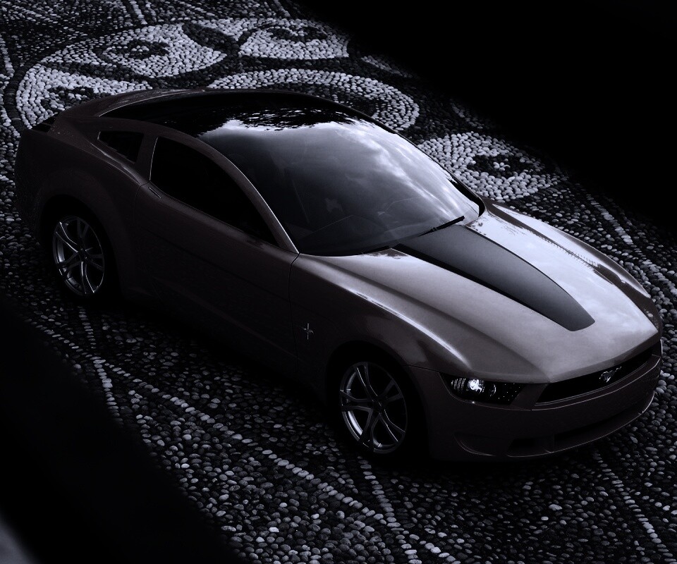 Оранжевый мустанг обои