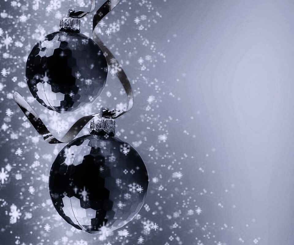 Синие новогодние шары обои