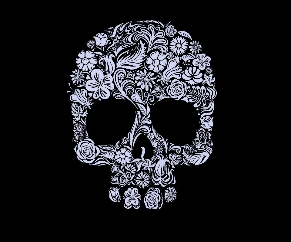 Череп из векторных цветов обои