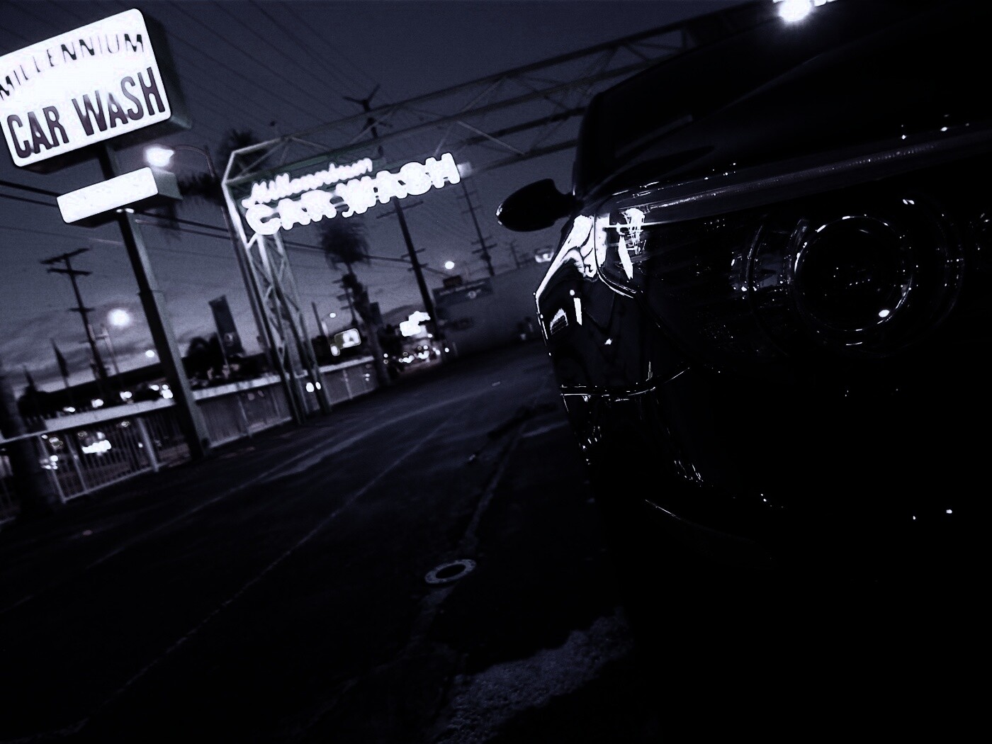 Ночная автомойка обои