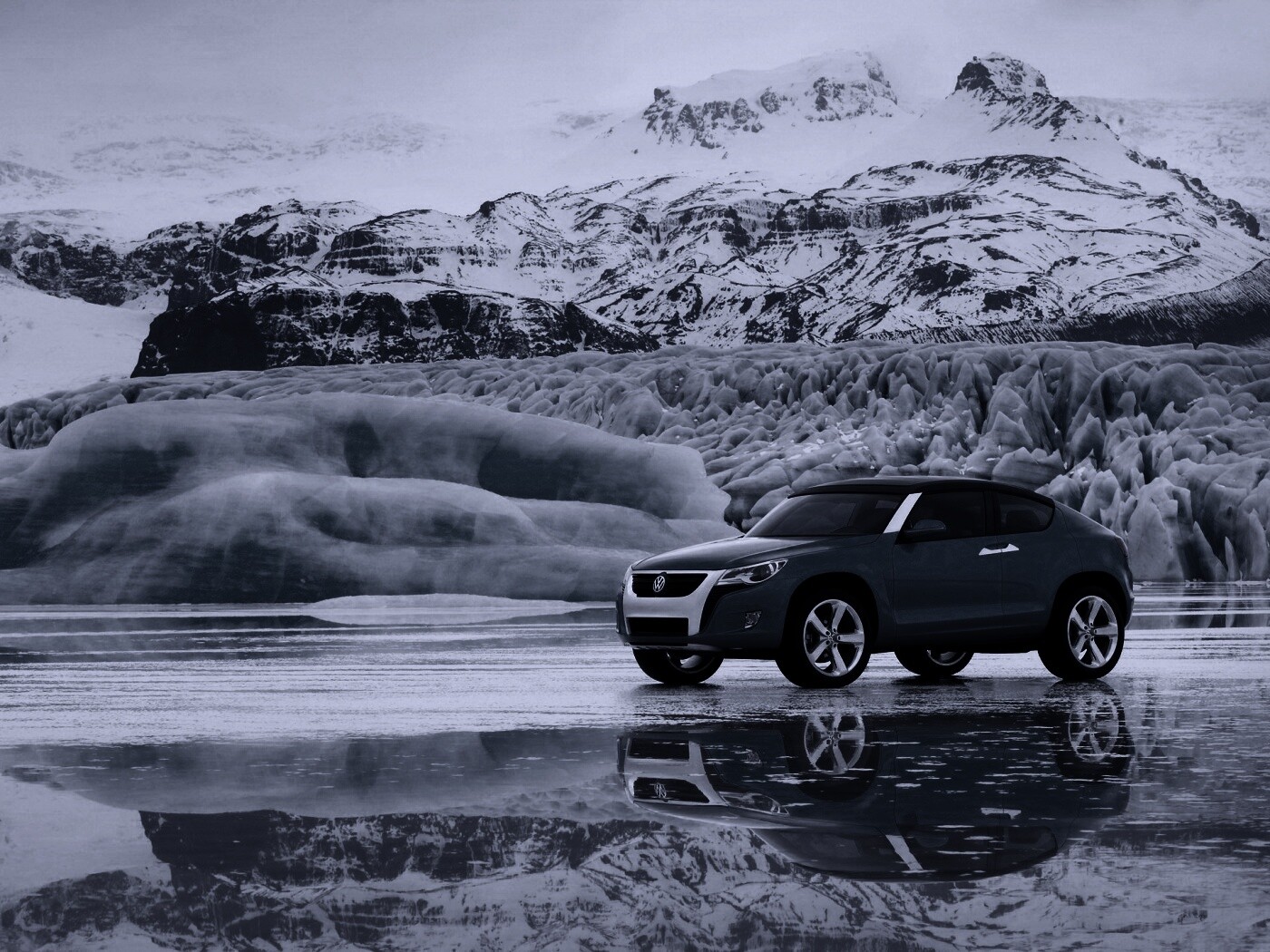 Внедорожник Фольксваген на льду обои
