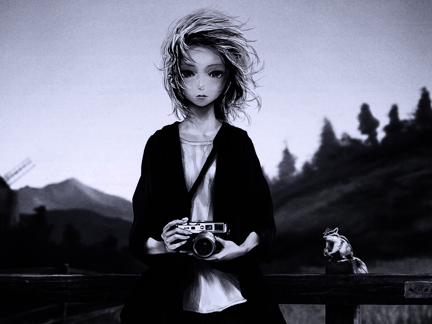 Девушка с фотоаппаратом обои