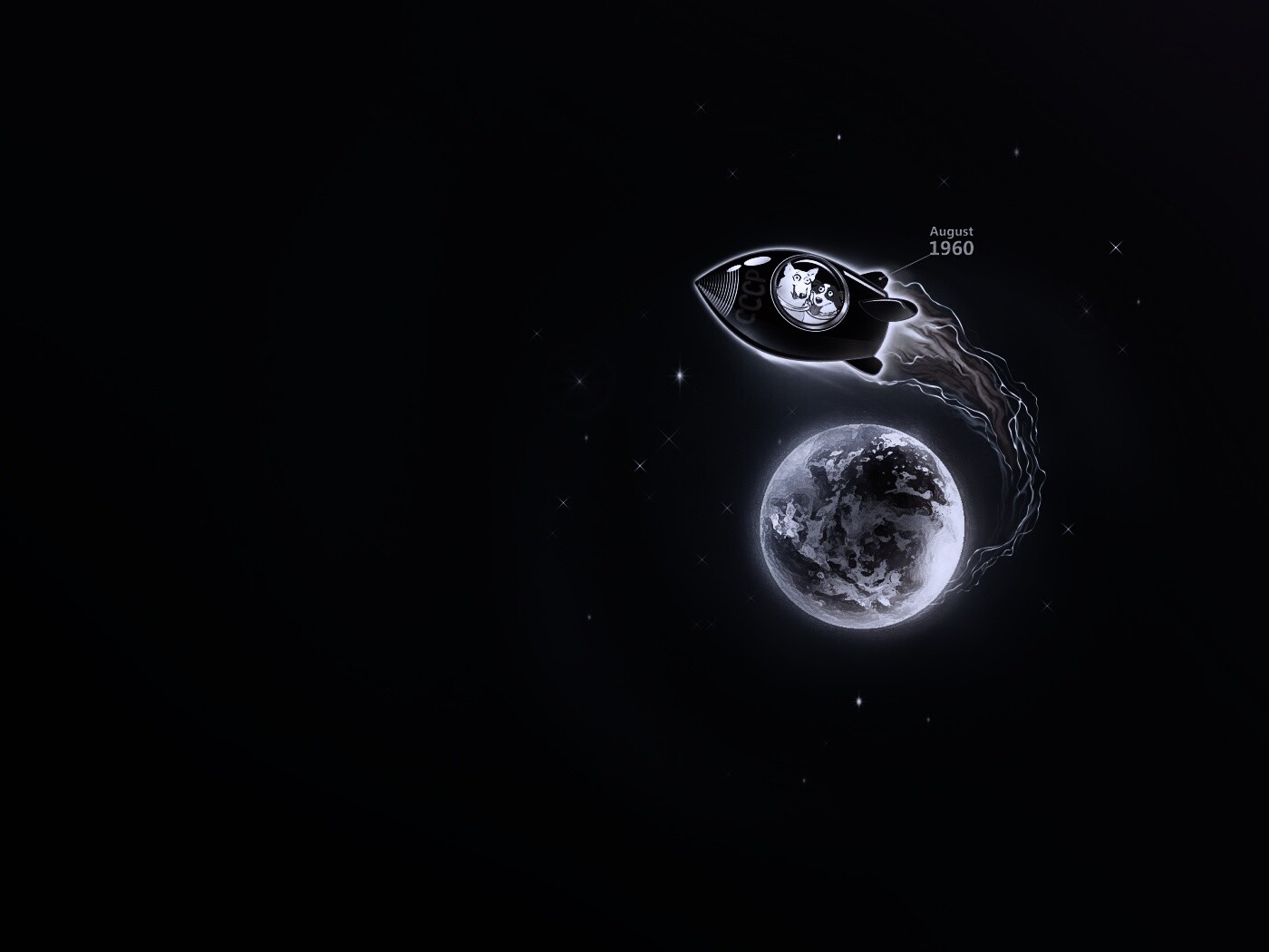 Белка и Стрелка летят в космос обои