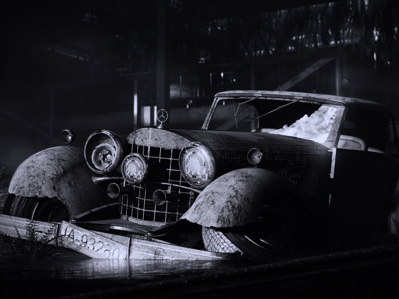 Гниющий ретро мерседес обои