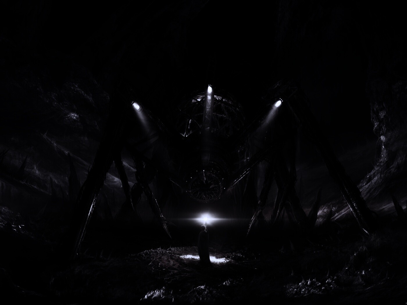 Свет против механического монстра обои