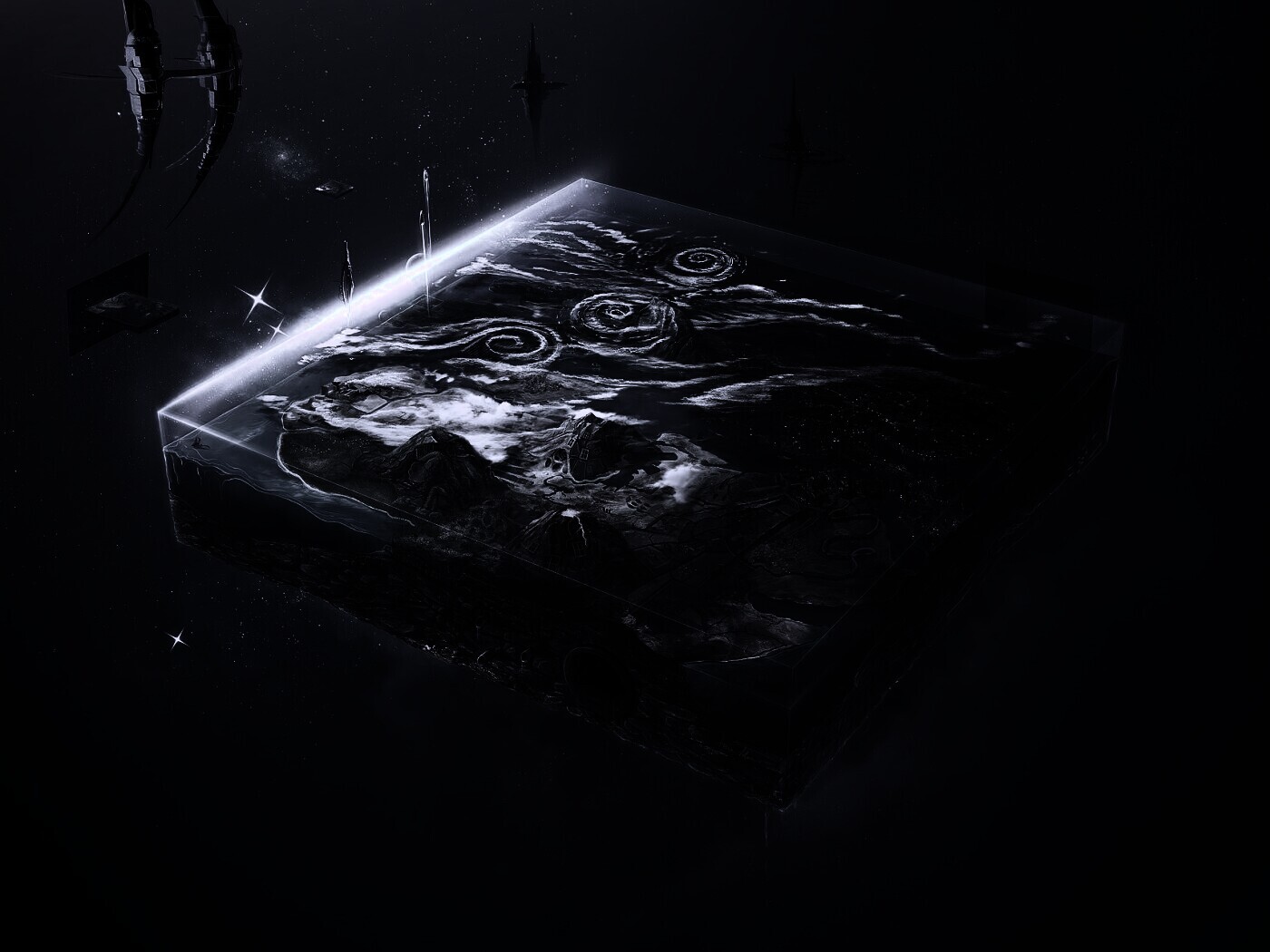 Кубическая земля в вакууме обои