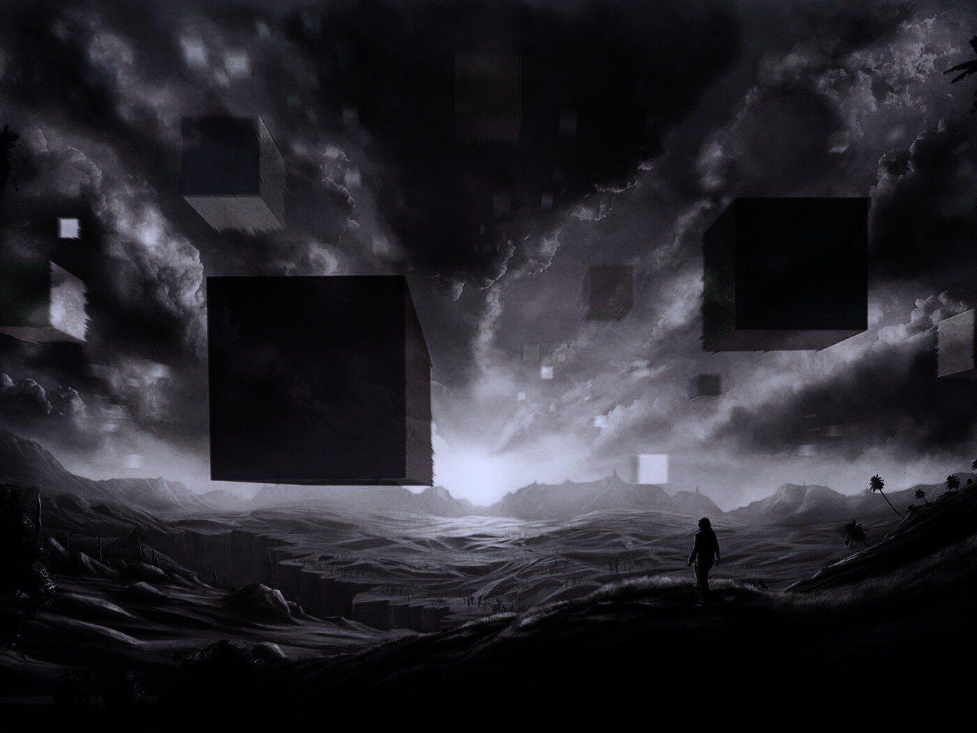 Кубы в небе обои