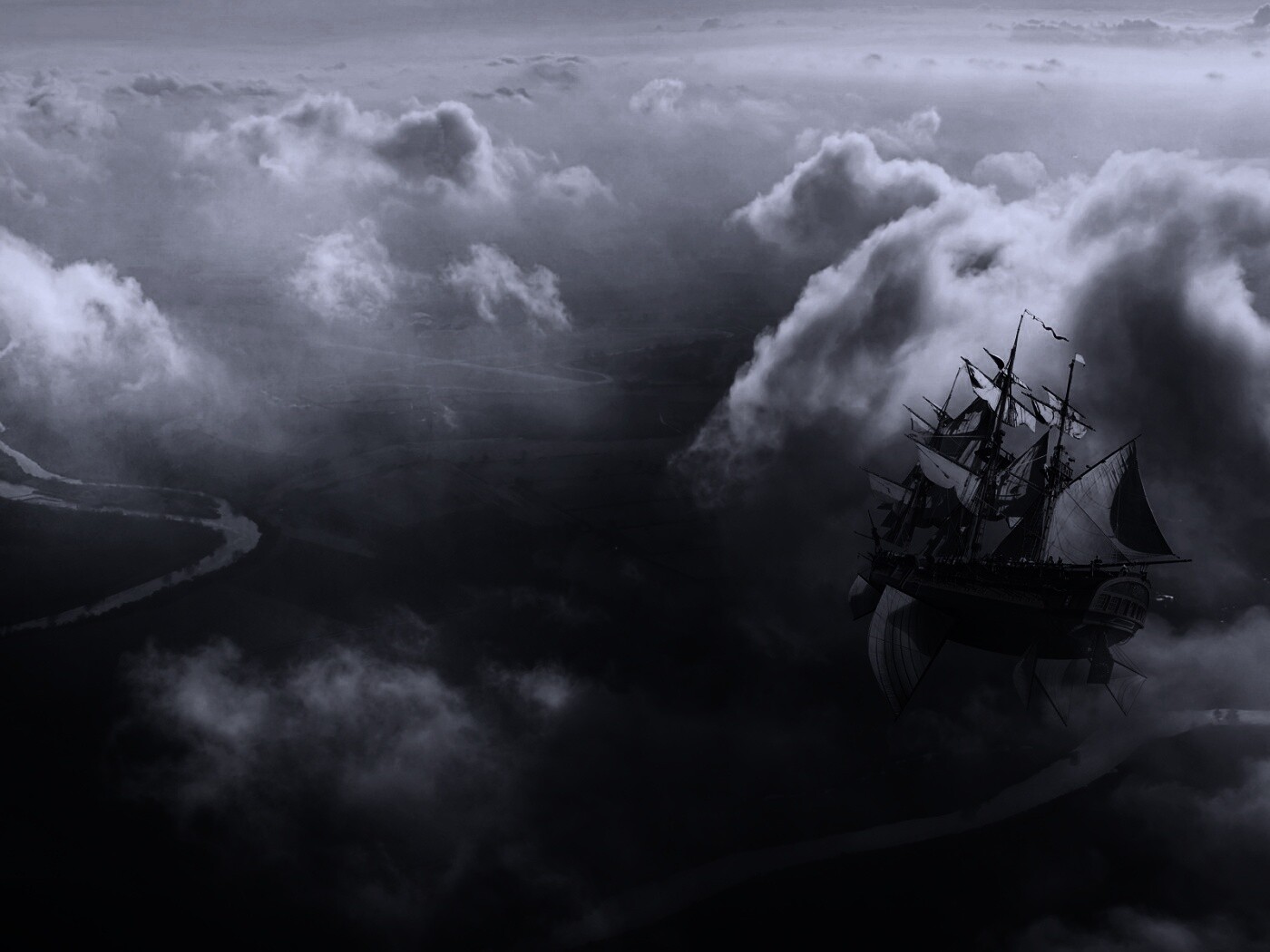 Летающий корабль обои