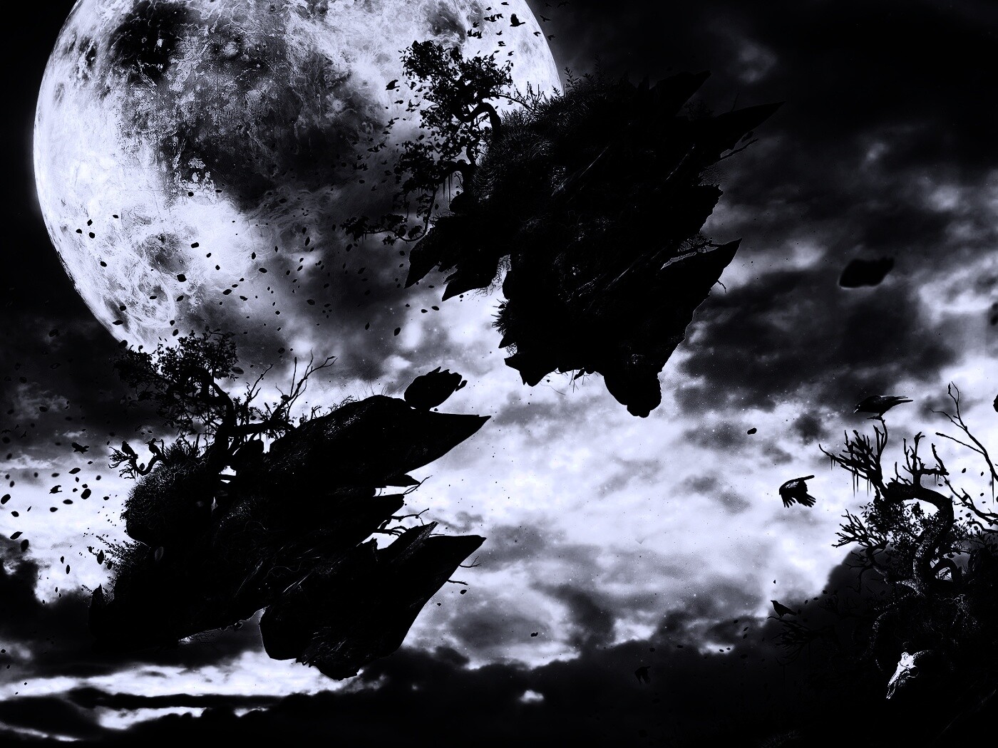 Летящие куски земли обои