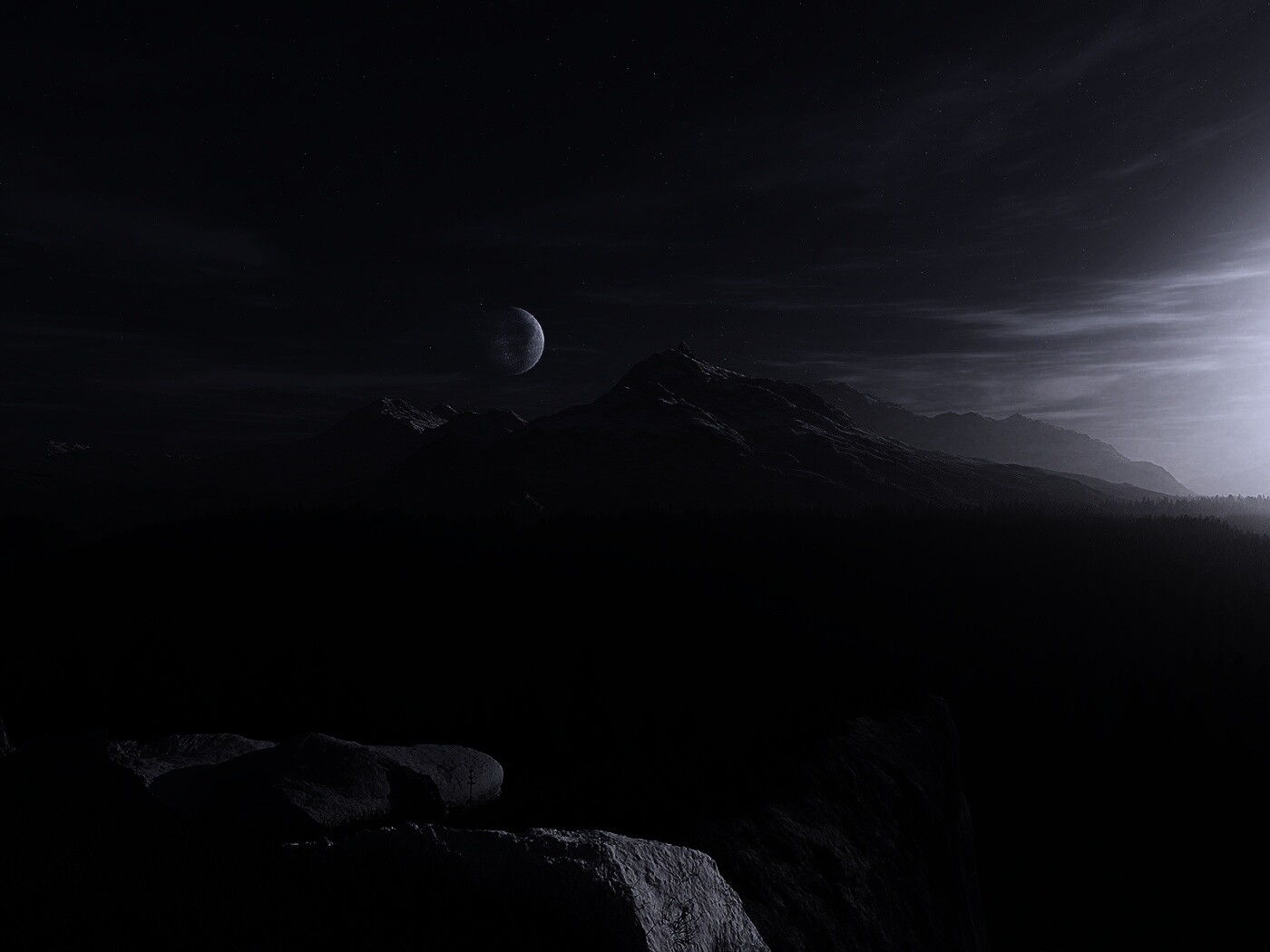Луна над горами обои