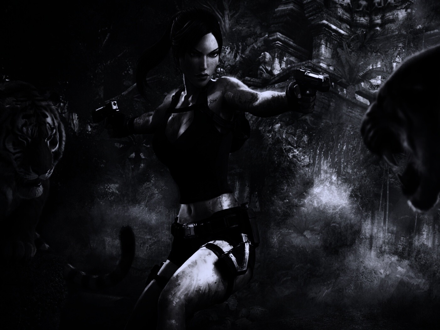 Лара Крофт протв тигров обои