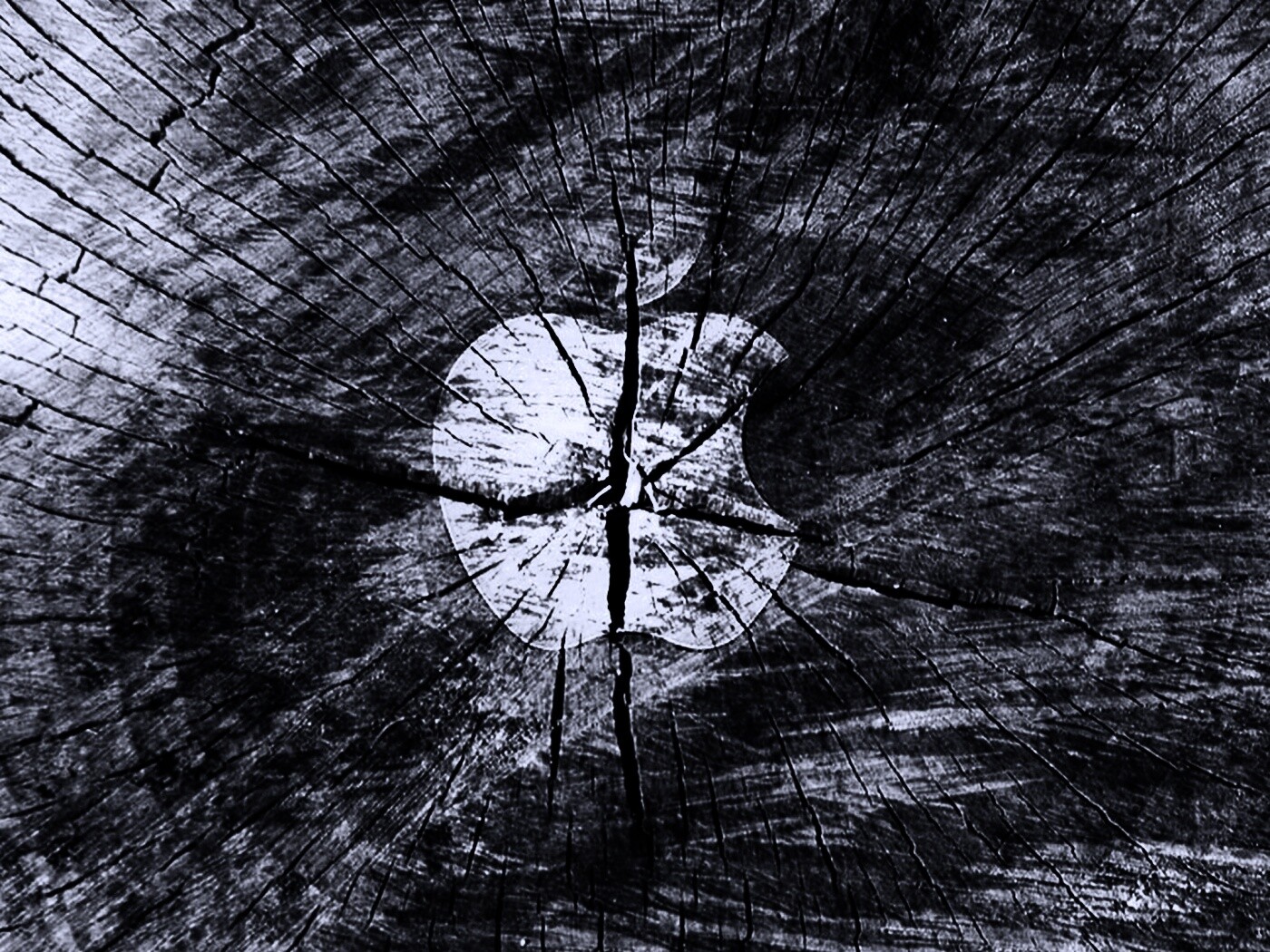 Логотип Apple на бревне обои