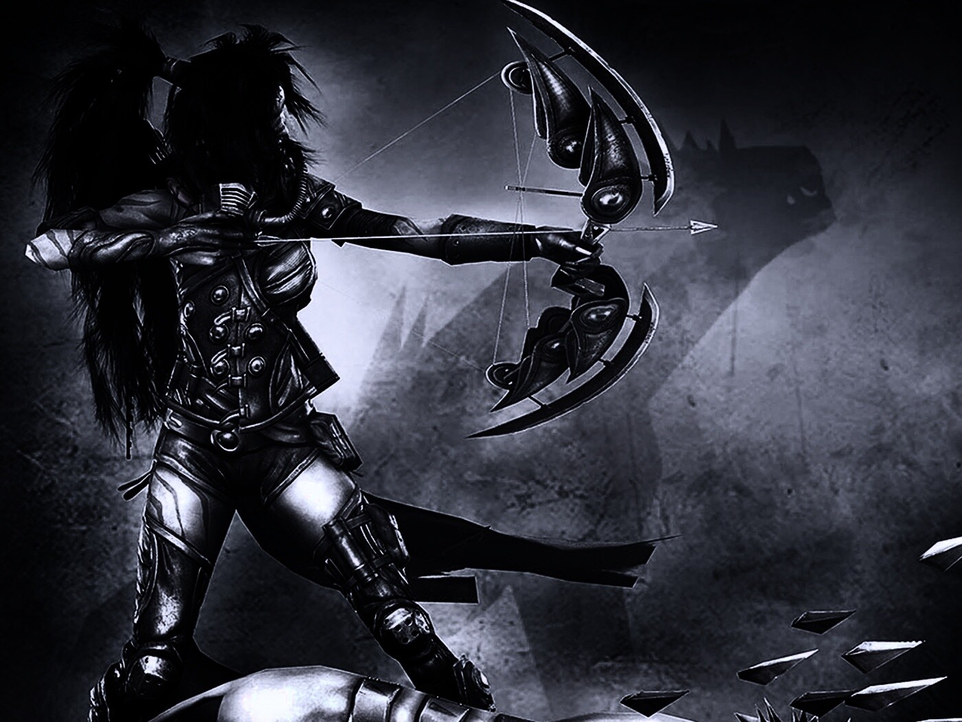 Лучница с боевым псмо обои