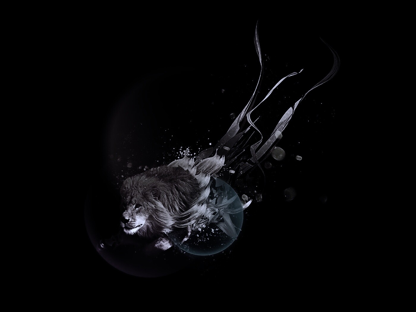 Лев в абстарктой фигне обои