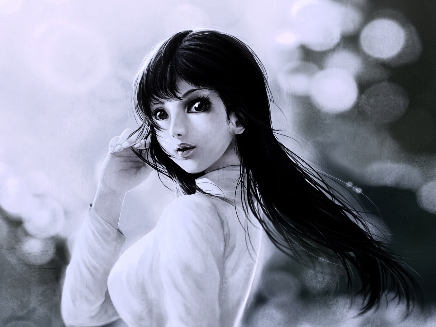 Девушка вполоборота обои