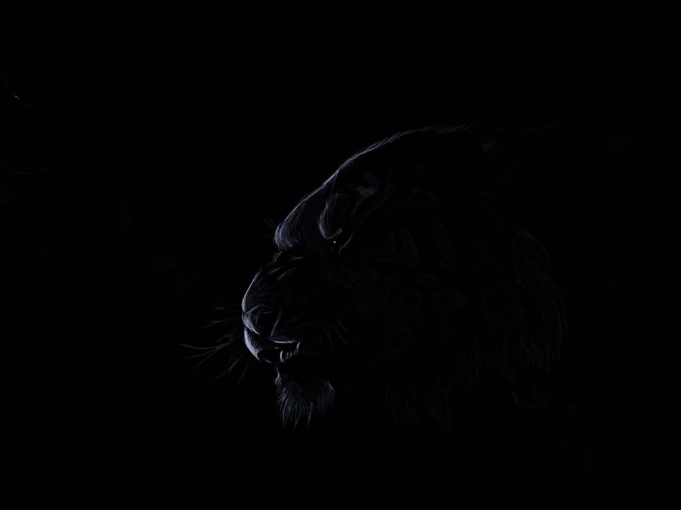 Рисунок грозного тигра обои