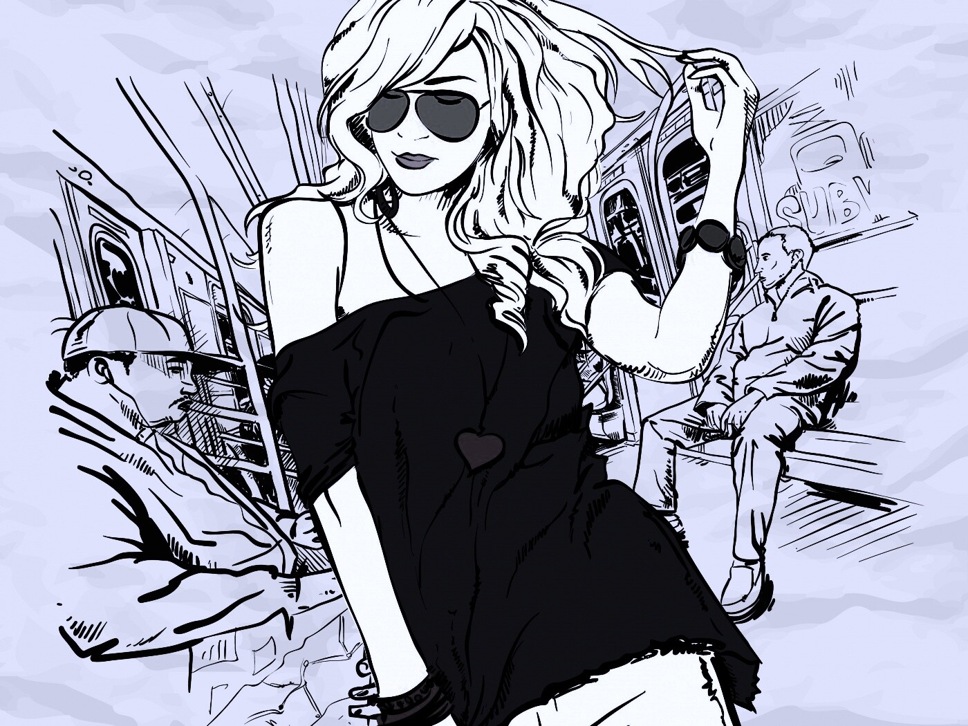 Стильная девушка в метро обои