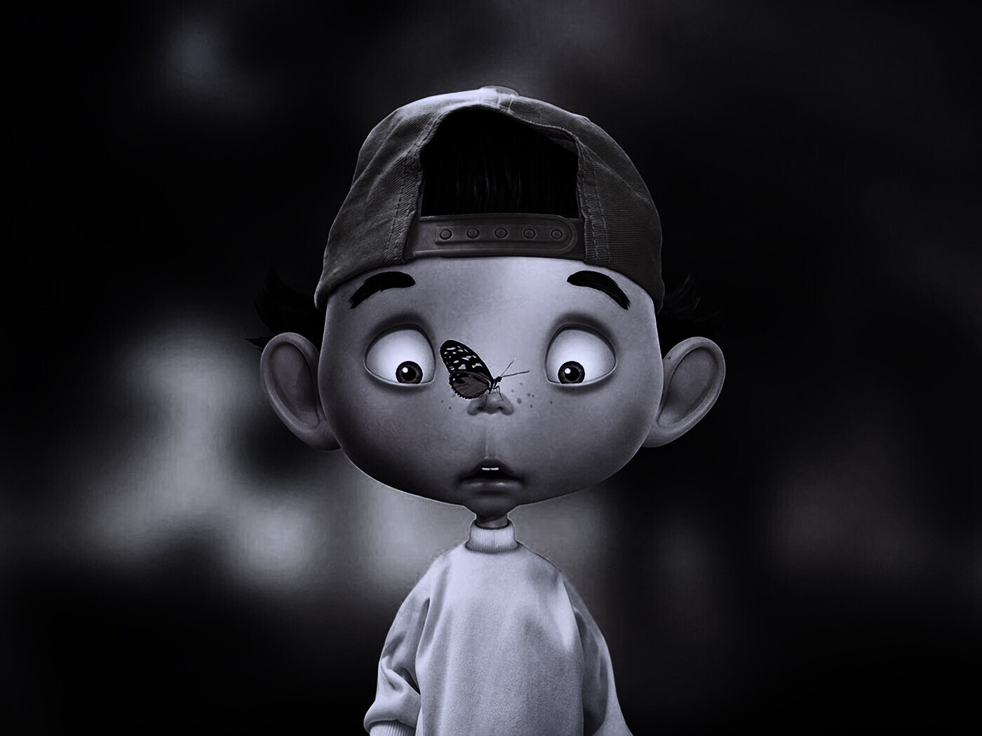 Бабочка на носу обои