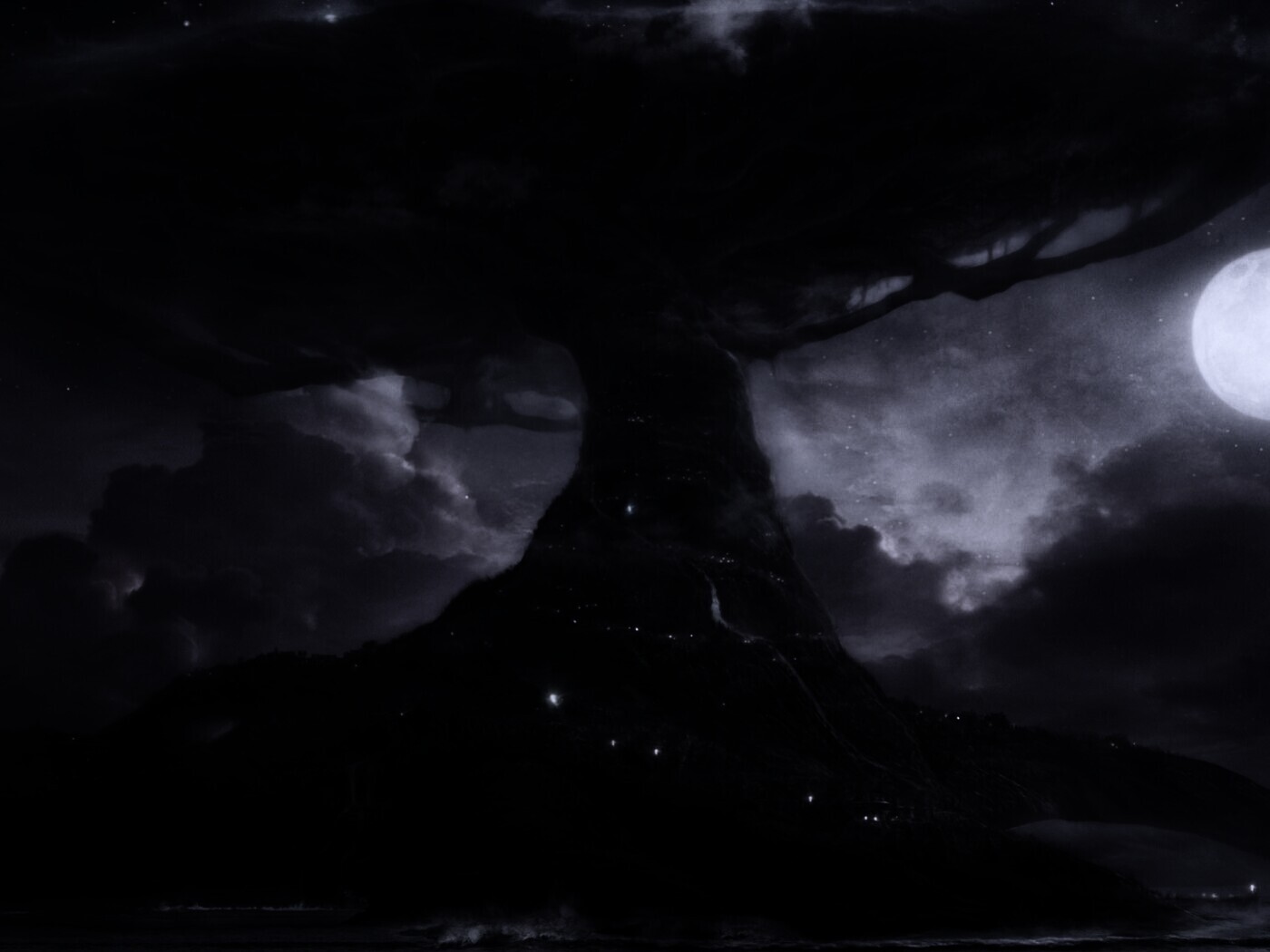 Дерево-город обои