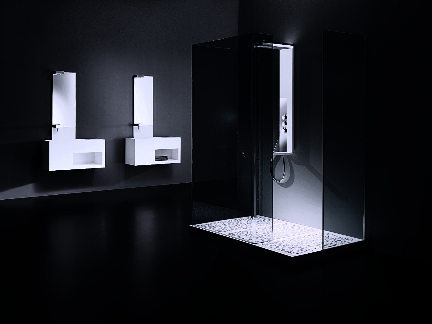 Ванная комната в стиле hi tech обои