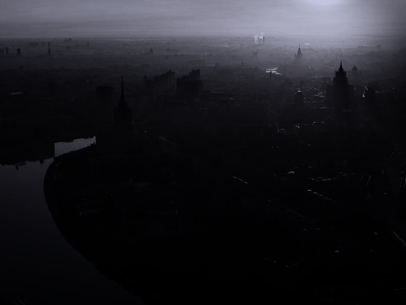 Москва в тумане обои