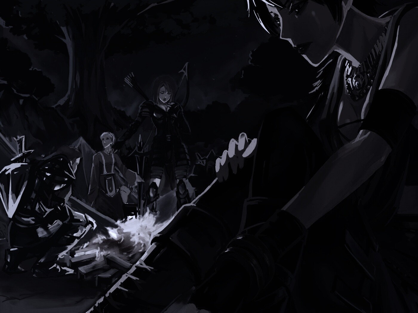 Рисунок Морриган в лагере обои