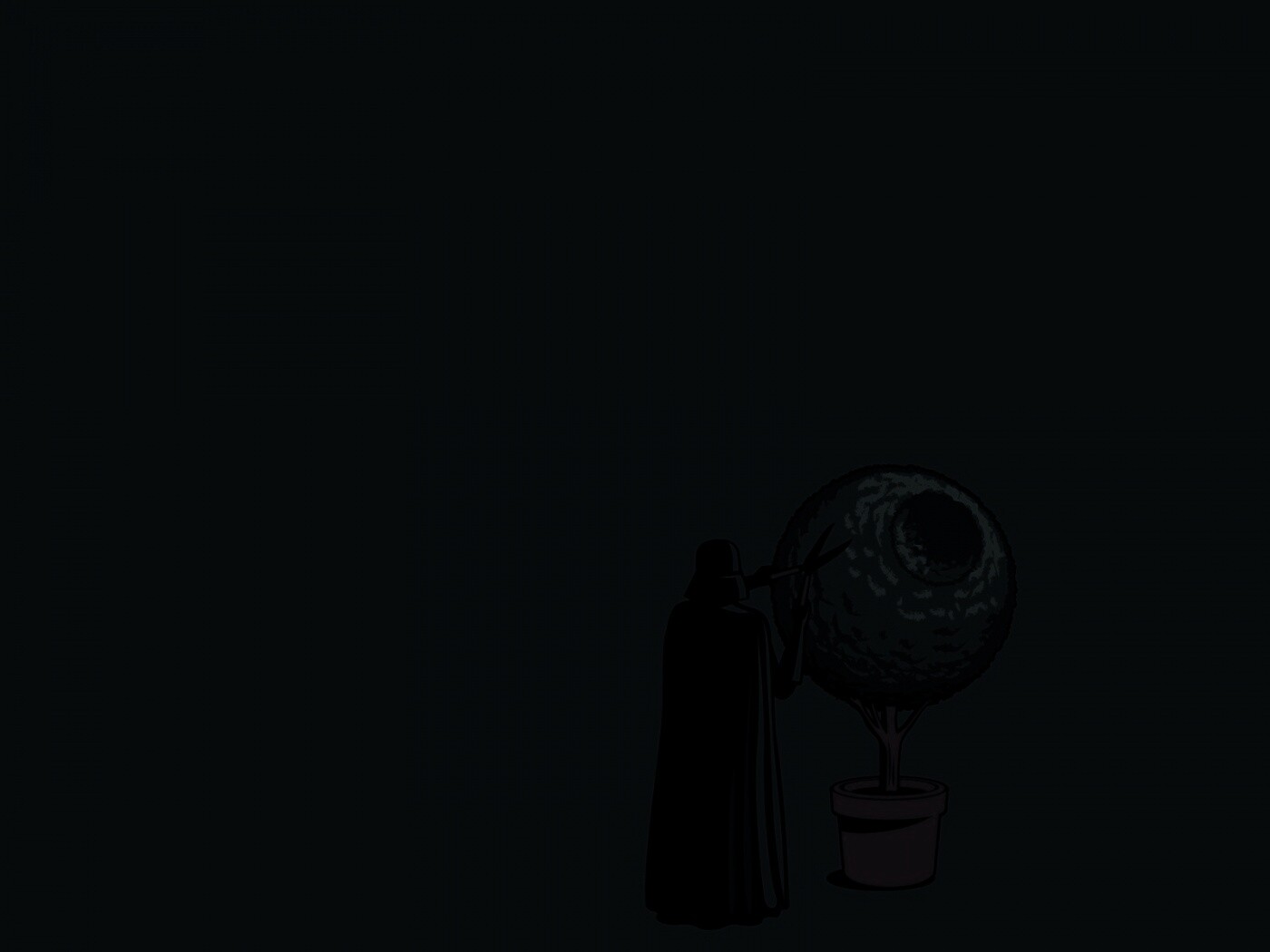 Дарт Вейдер постригает куст обои