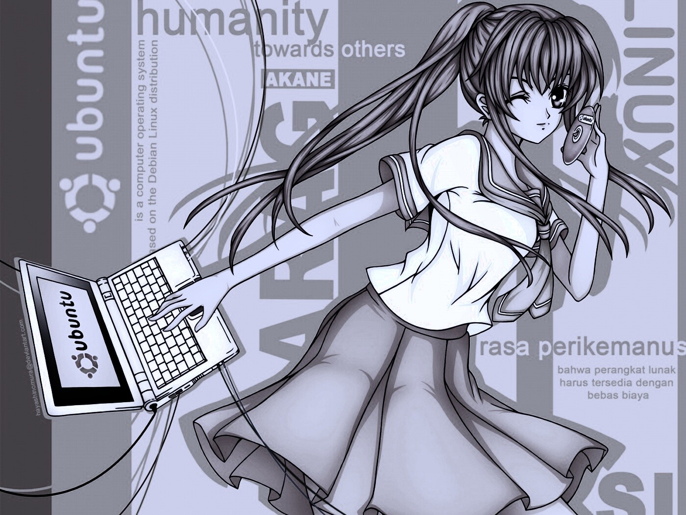 Ubuntu  в аниме обои